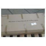 New 2pc Outdoor Set Composite Polywood All Weather Wood- White/Brown - Bench and Coffee Table