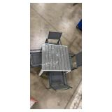 Winston 5pc Outdoor Dining Set - White/Gray Aluminum frame, with Polywood top Table with Gray Dining Chairs