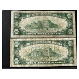 1934 and 1950 Green Seal $10 Dollar Federal Reserve Notes