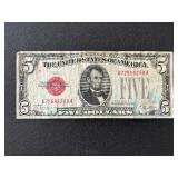 1928 Red Seal $5 Dollar Note