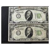 1934 Green Seal $10 Dollar Federal Reserve Notes