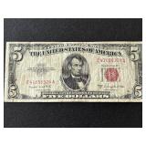 1953 B Red Seal $5 Dollar Note