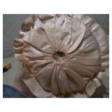 Vintage Porcelain Half-Doll Pincushion - Victorian Style Lady in Pink Satin Dress