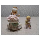 Set of 2 Vintage Porcelain Figurines - Josef Originals February Angel & Girl with Teddy Bear