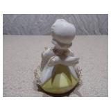 Set of 2 Vintage Porcelain Angel Figurines - "January" Heart Angel & Singing Choir Angel