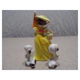 Vintage Porcelain Southern Belle Figurine with Leashed Poodles & Parasol