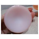 3-Piece Pink Depression Glass Set - Matching Pedestal Sherbet Cups & Miniature Vase