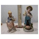 Pair of Vintage Porcelain Country Children Figurines