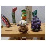 Antique Figural Cheese Knife Set & Wood Stand