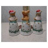Set of 3 Vintage Christmas Bear & Reindeer Bells