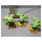 Set of 3 Miniature Ceramic Palm Tree Figurines