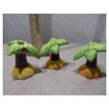 Set of 3 Miniature Ceramic Palm Tree Figurines