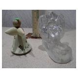 Set of 2 Angel Figurines - Crystal-Style and Porcelain
