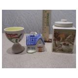 Assorted Ceramic Kitchen and Decor Lot - Canister, Egg Cup, and More
