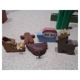 Large Collection of Hand-Painted Wooden Folk Art Figurines