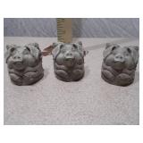 Set of 3 Miniature Hand-Carved Stone Pig Figurines