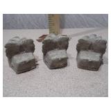 Set of 3 Miniature Hand-Carved Stone Pig Figurines