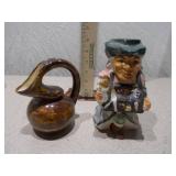 Vintage Figural Character Shaker and Unique Sculptural Pitcher Lot