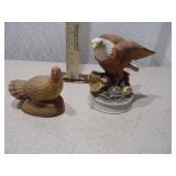 Set of 2 Bird Figurines - Bald Eagle and Quail