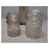 Set of 2 Vintage Glass Electrical Insulators - Pyrex and Hemingray