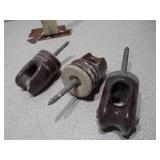 Set of 3 Vintage Ceramic and Metal Electrical Insulators