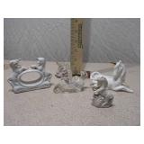 Set of 3 Miniature Unicorn Figurines - Ceramic and Glass