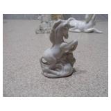 Set of 3 Miniature Unicorn Figurines - Ceramic and Glass