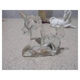 Set of 3 Miniature Unicorn Figurines - Ceramic and Glass