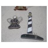 Set of 2 Stained Glass Decor - Lighthouse and Angel