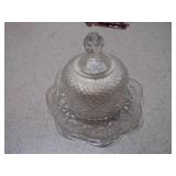 Set of 2 Vintage Glass Dishes with Lids