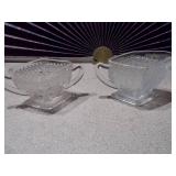 Vintage Glass Cream and Sugar Set - Sawtooth Edge