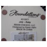 Foundations "July - Ruby" Angel Figurine, Floral Vessel, and Bud Vase Trio