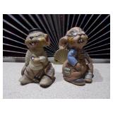 Set of 2 Vintage Figural Character Shakers - Rabbit and "Cool Cat"