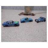 Lot of 3 Vintage Blue TootsieToy Die-Cast Cars