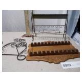 Vintage Wooden Spoon Rack and Metal Countertop Display Stands