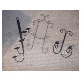 Collection of Ornate Black Wrought Iron Wall Decor - 3 Pieces