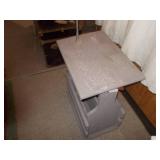 Modern Floor Lamp with Integrated Wood Table Base