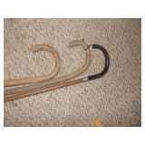 Collection of 4 Vintage Wooden Walking Canes and Walking Sticks