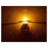 Vintage Hand-Painted Floral Glass Hurricane Lamp - Wall Mounted