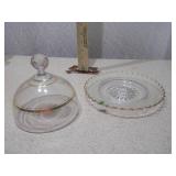 Vintage Clear Glass Domed Butter or Cheese Dish