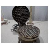 Vintage Manning-Bowman Chrome Electric Waffle Maker with Cloth Cord