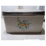 Vintage Kromex Metal Bread Box - Floral Decal & Matching Metal Lid