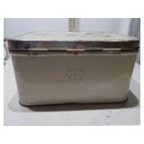 Vintage Kromex Metal Bread Box - Floral Decal & Matching Metal Lid