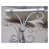 Pair of Vintage White Wrought Iron Scroll Wall Shelves