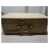 Vintage Hardshell Train Case / Vanity Suitcase with Quilted Red Interior