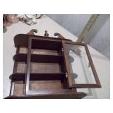 Vintage Wood Wall Curio Cabinet with Glass Door