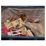 Woven Craft Basket Filled with Sewing & Craft Supplies