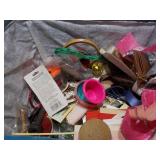 Woven Craft Basket Filled with Sewing & Craft Supplies