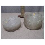 11-Piece Pressed Glass Plate Collection - (6) Ruffled Plates & (5) Divided Plates