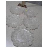 11-Piece Pressed Glass Plate Collection - (6) Ruffled Plates & (5) Divided Plates